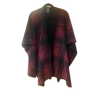 Ike Behar Fleece Plaid Cape Poncho